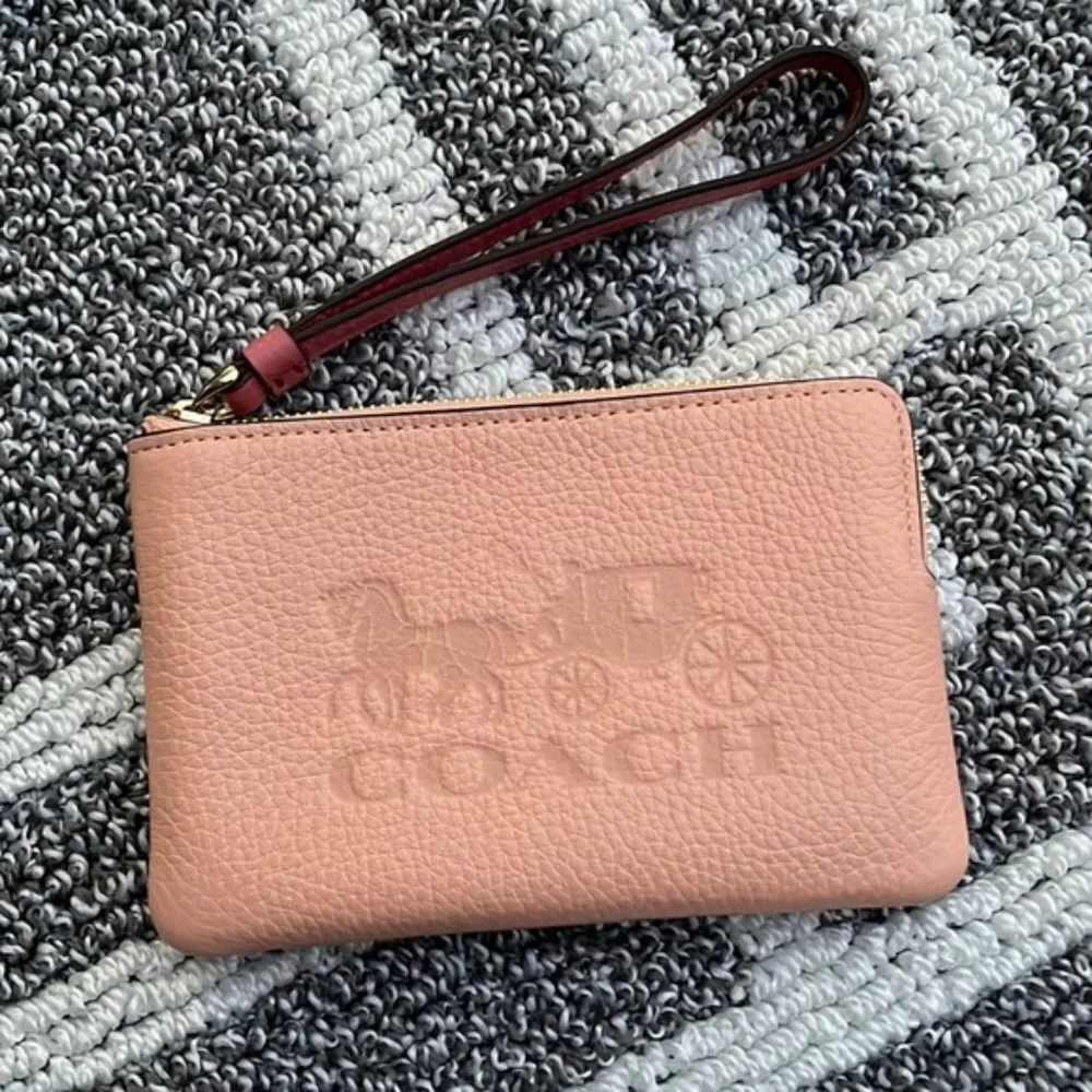 Coach Corner Zip Wristlet In Colorblock With Horse And Carriage